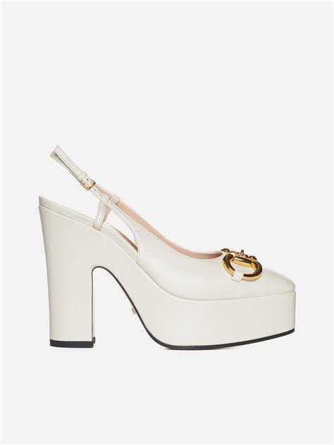 gucci white sling back|Gucci slingback flats.